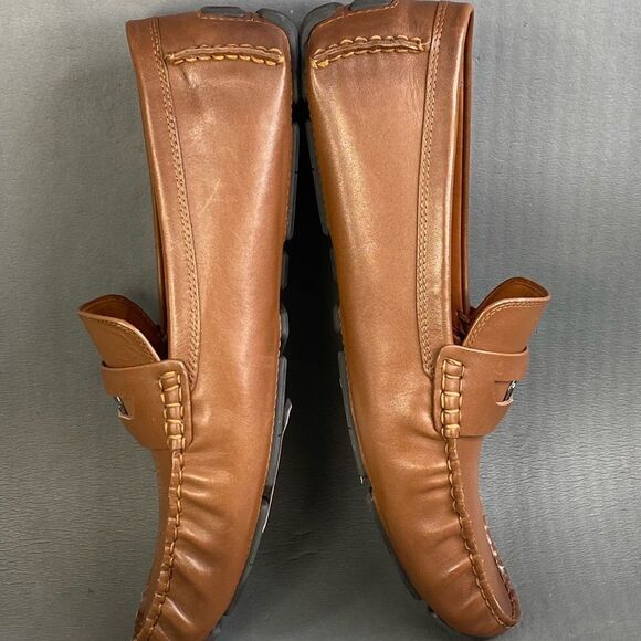 Coach C Coin Signature Drivers Saddle Brown Leather Loafers mens size 11.5 new - Picture 4 of 9